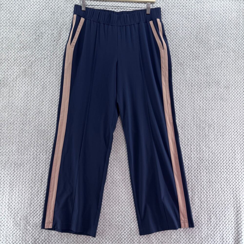 J Jill Fit Pants Women M Blue Pink Pull-on Elastic Waist Pockets Straight Active